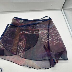 EUC Body Wrappers Adult Medium large M L Ballet Wrap Skirt Chiffon Purple Design
